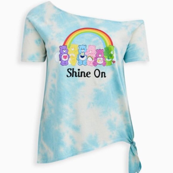Torrid size 3 Off The Shoulder Tee – Care Bear Blue Tie-Dye - Picture 1 of 10